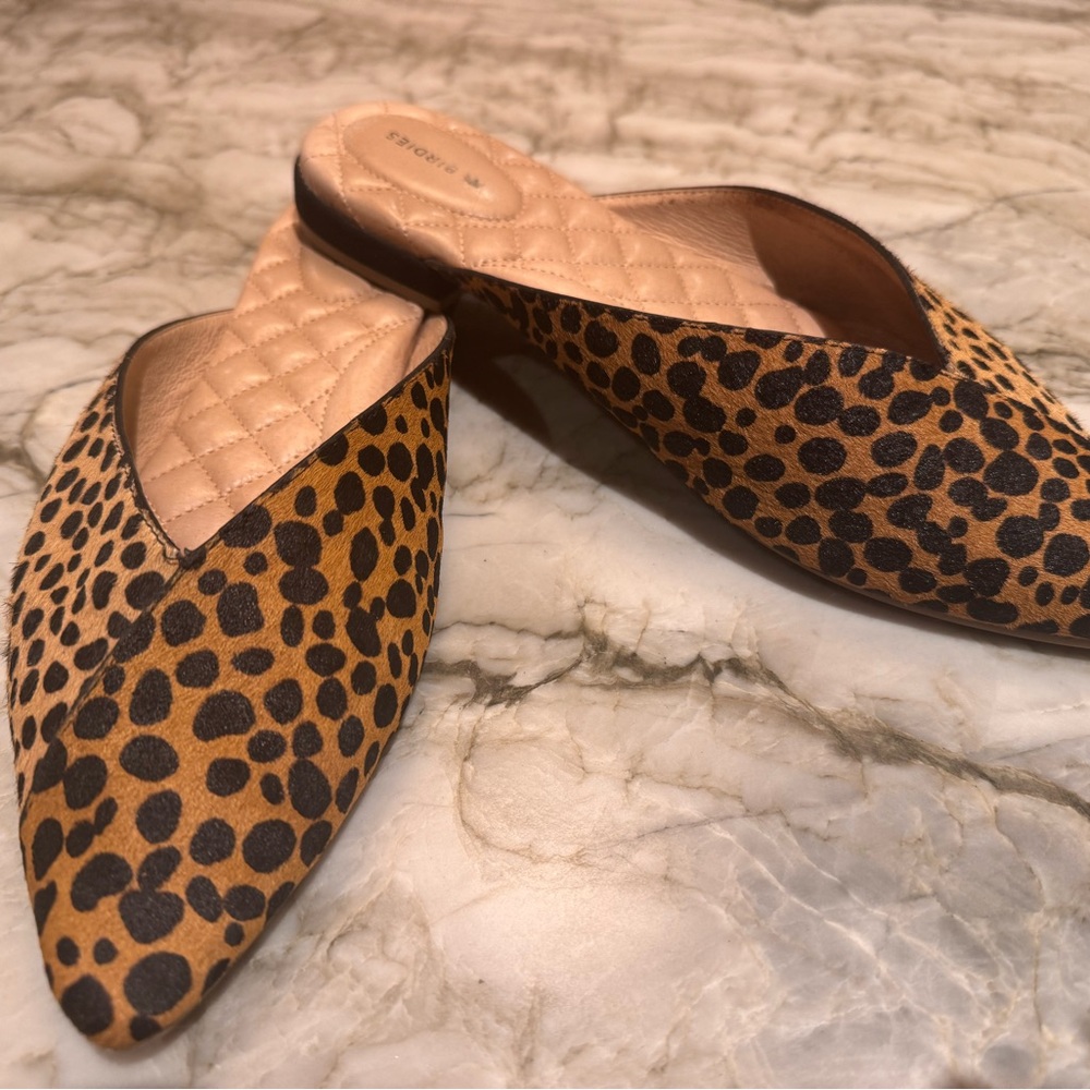 Birdies Stylish Leopard Print Pointed Toe Mules
